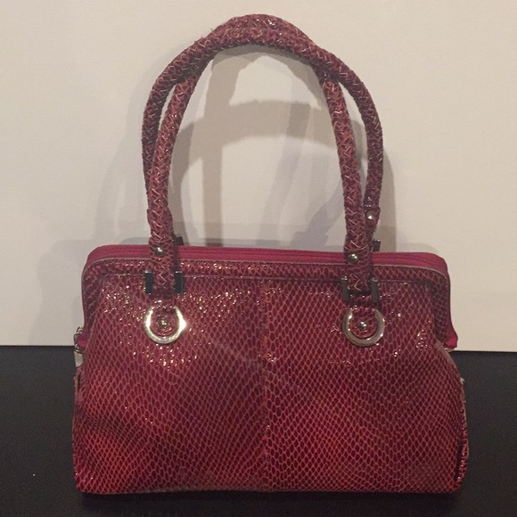 La Gioe di Toscana Red Snakeskin Handbag NWT $450 - Picture 2 of 7